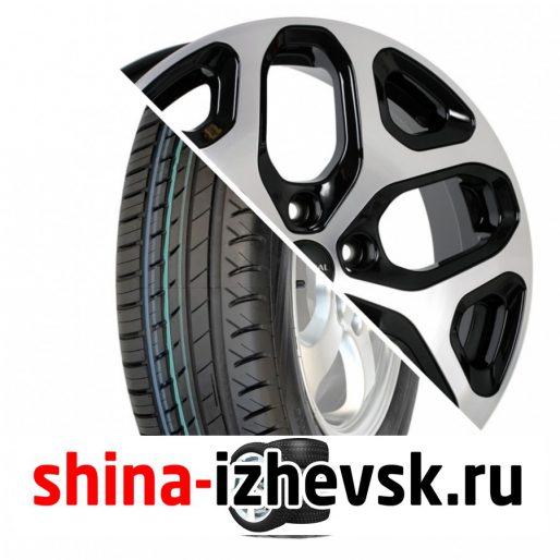 Колесо в сборе Viatti Strada (V-130) 215/55 R17 V 94 + СКАД KL-307 6.5xR17 5×114.3 ET48 DIA67.1 Черный глянцевый с полированной лицевой поверхностью в Ижевске